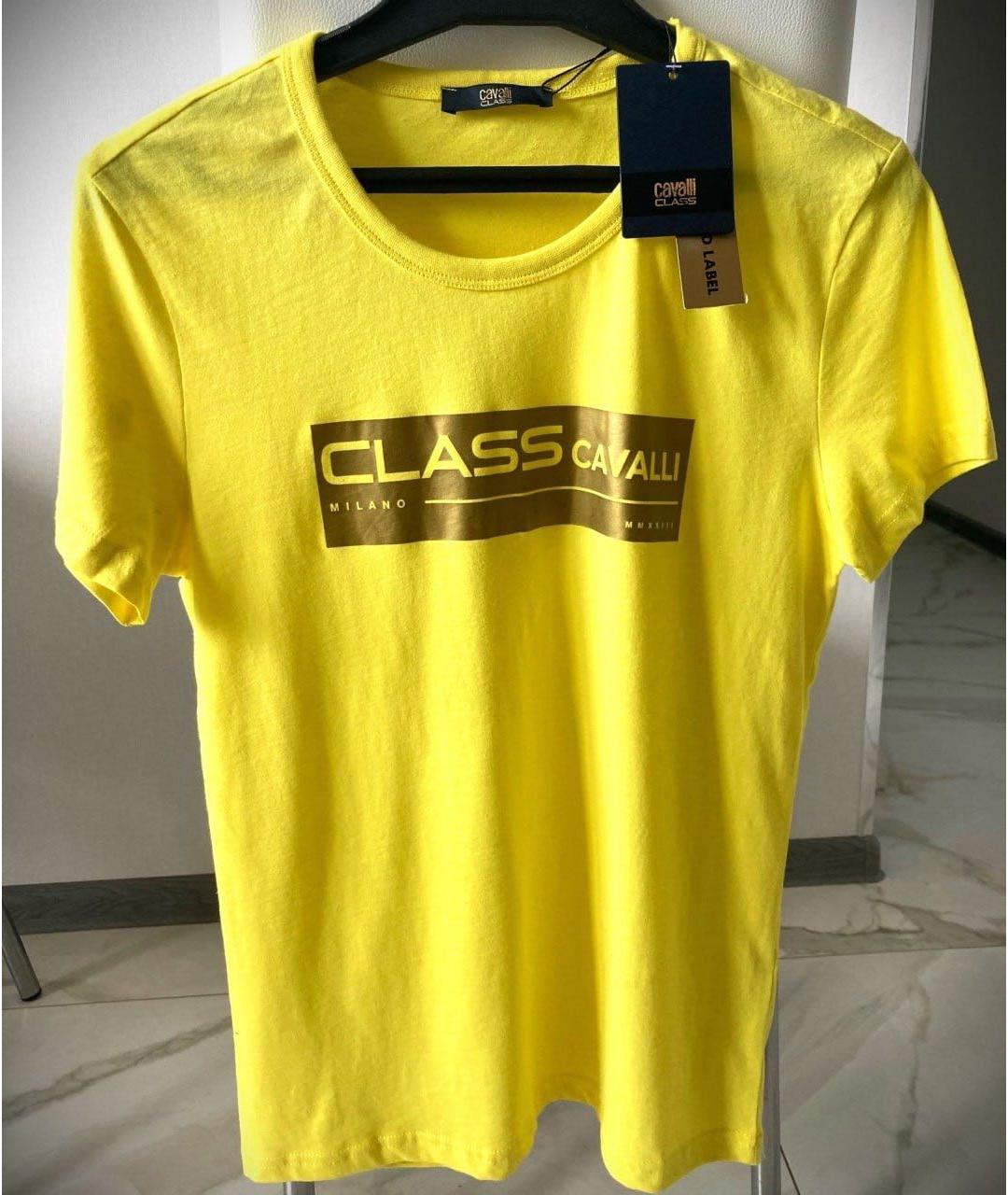 CAVALLI CLASS Желтая хлопковая футболка, фото 8