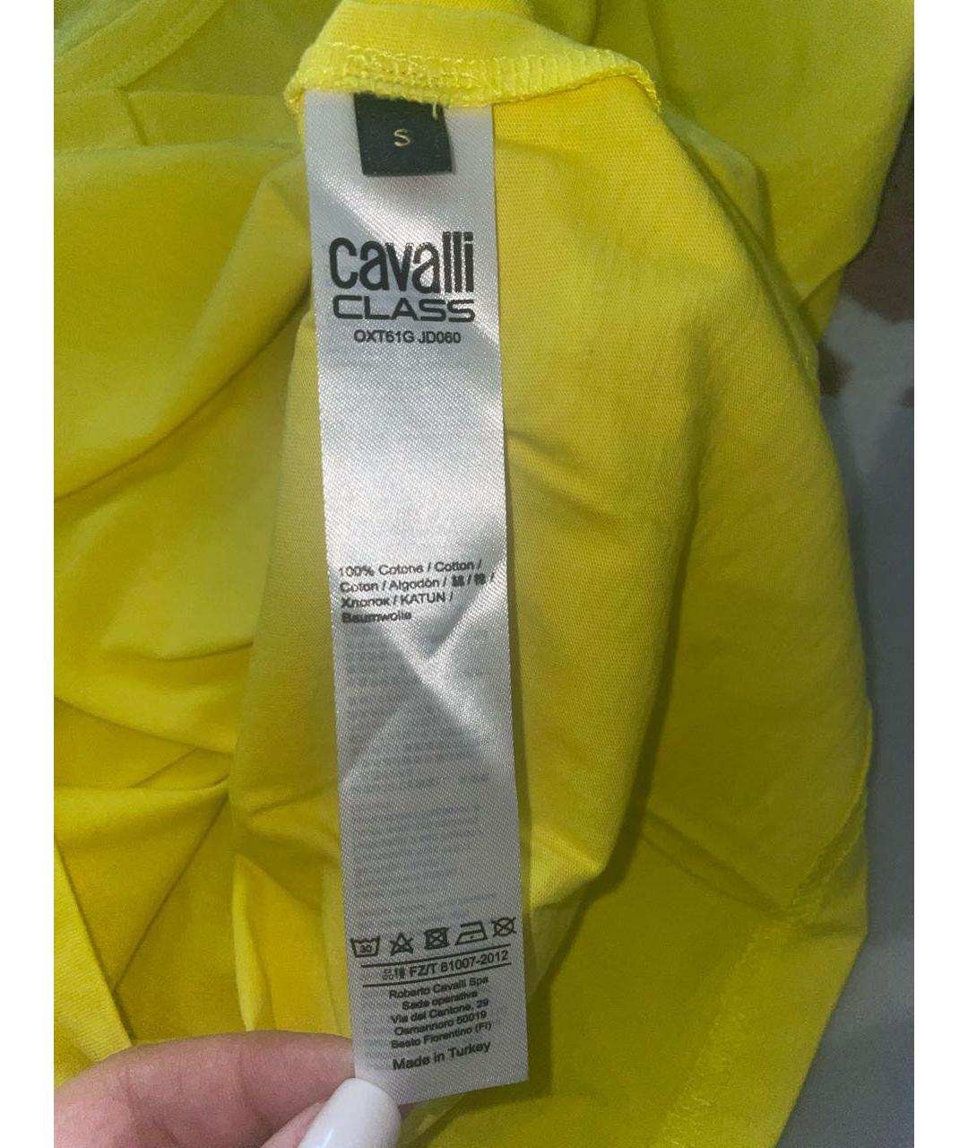CAVALLI CLASS Желтая хлопковая футболка, фото 7