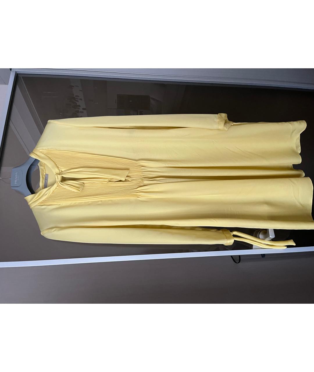 BOTTEGA VENETA Желтое шелковое коктейльное платье, фото 4