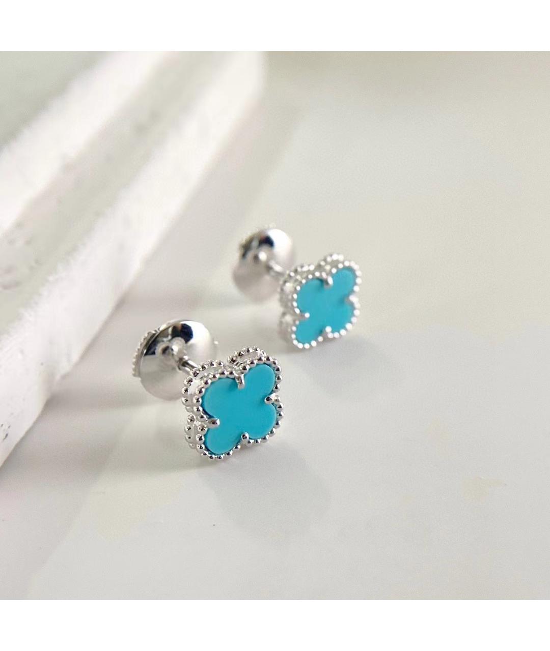 VAN CLEEF & ARPELS Голубые серьги из белого золота, фото 5