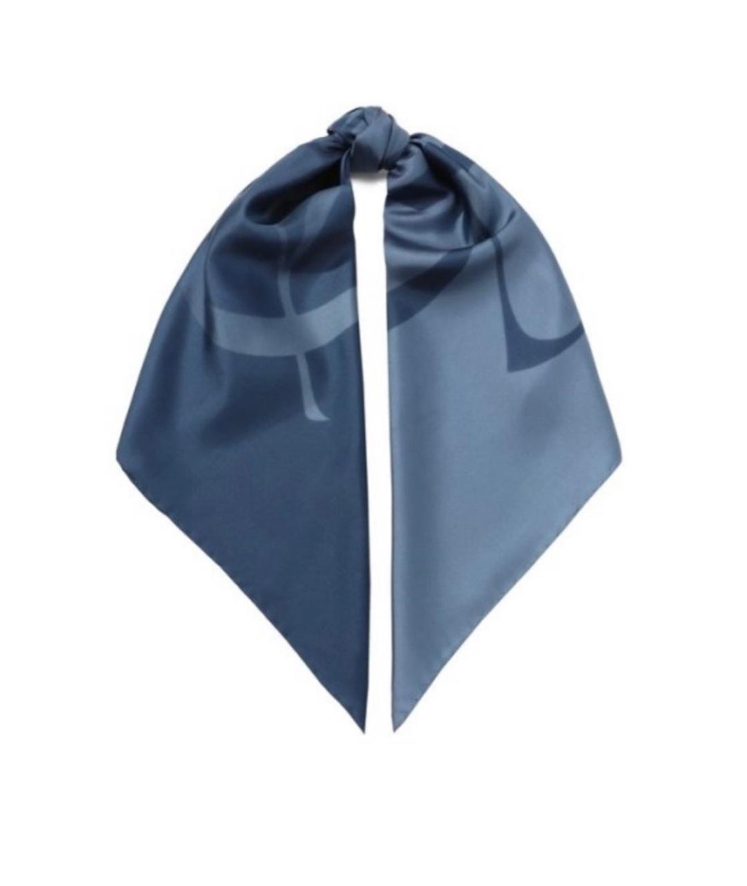 ELIE SAAB Синий шелковый платок, фото 4