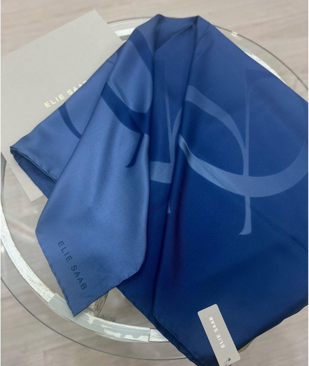 ELIE SAAB Синий шелковый платок, фото 2