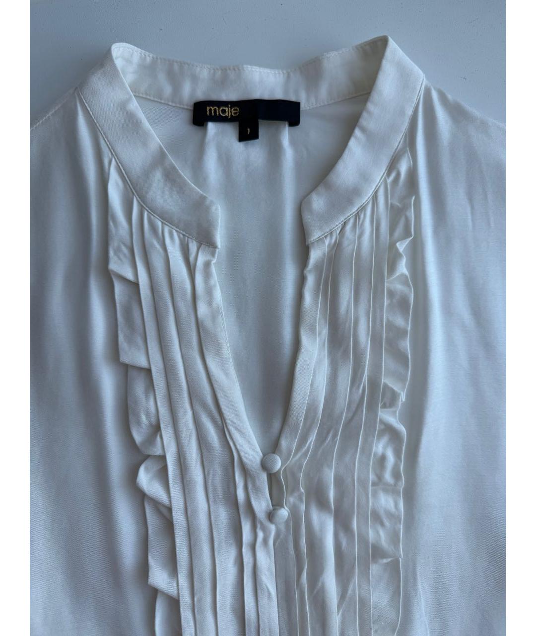 MAJE Белая шелковая блузы, фото 3