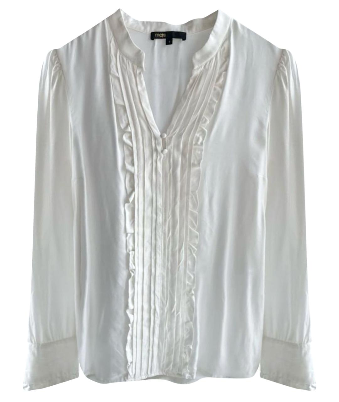 MAJE Белая шелковая блузы, фото 1