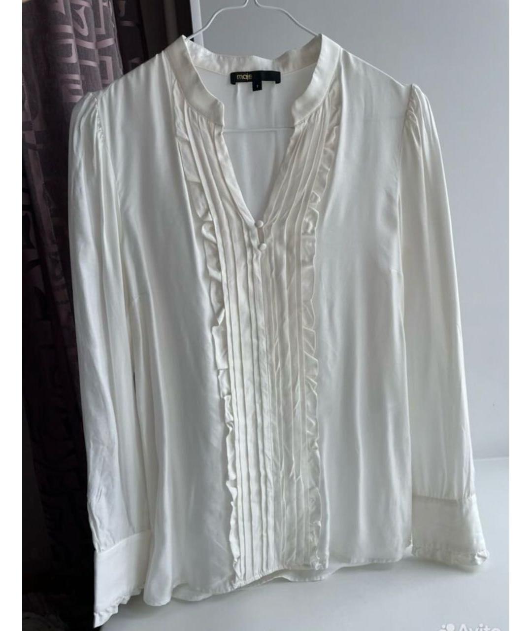 MAJE Белая шелковая блузы, фото 6