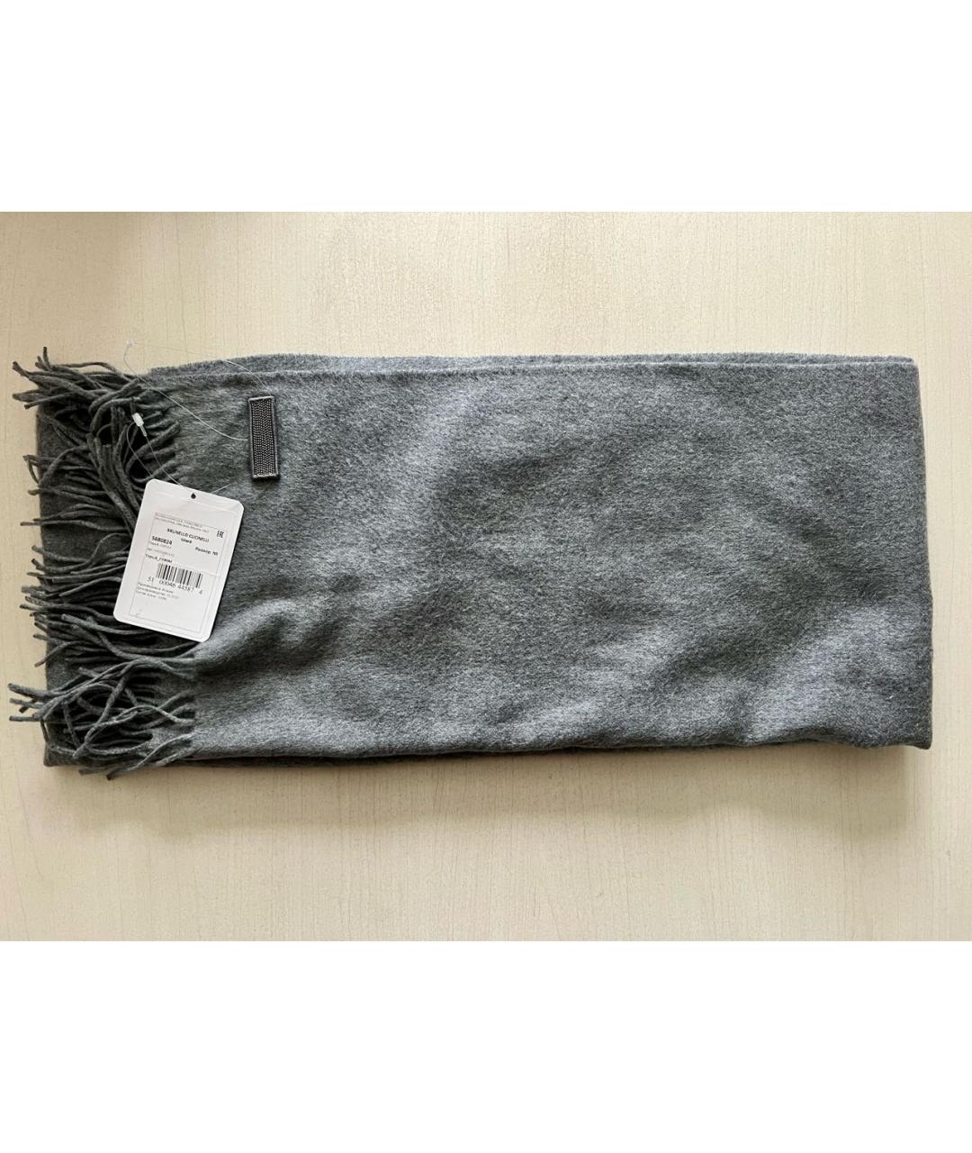 BRUNELLO CUCINELLI Серый шелковый шарф, фото 2