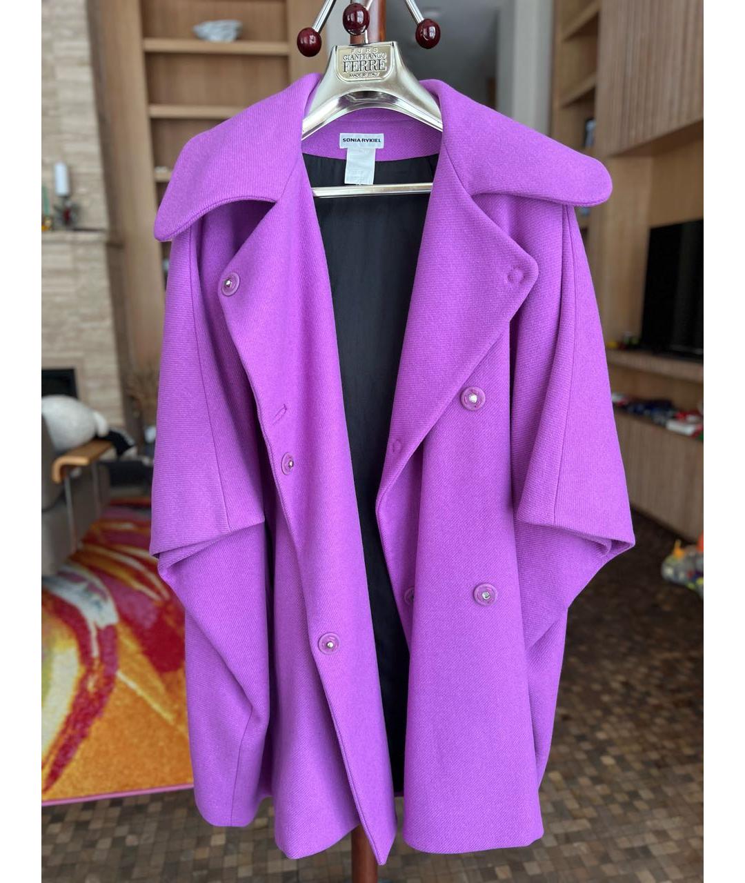 SONIA RYKIEL Фиолетовое шерстяное пальто, фото 9
