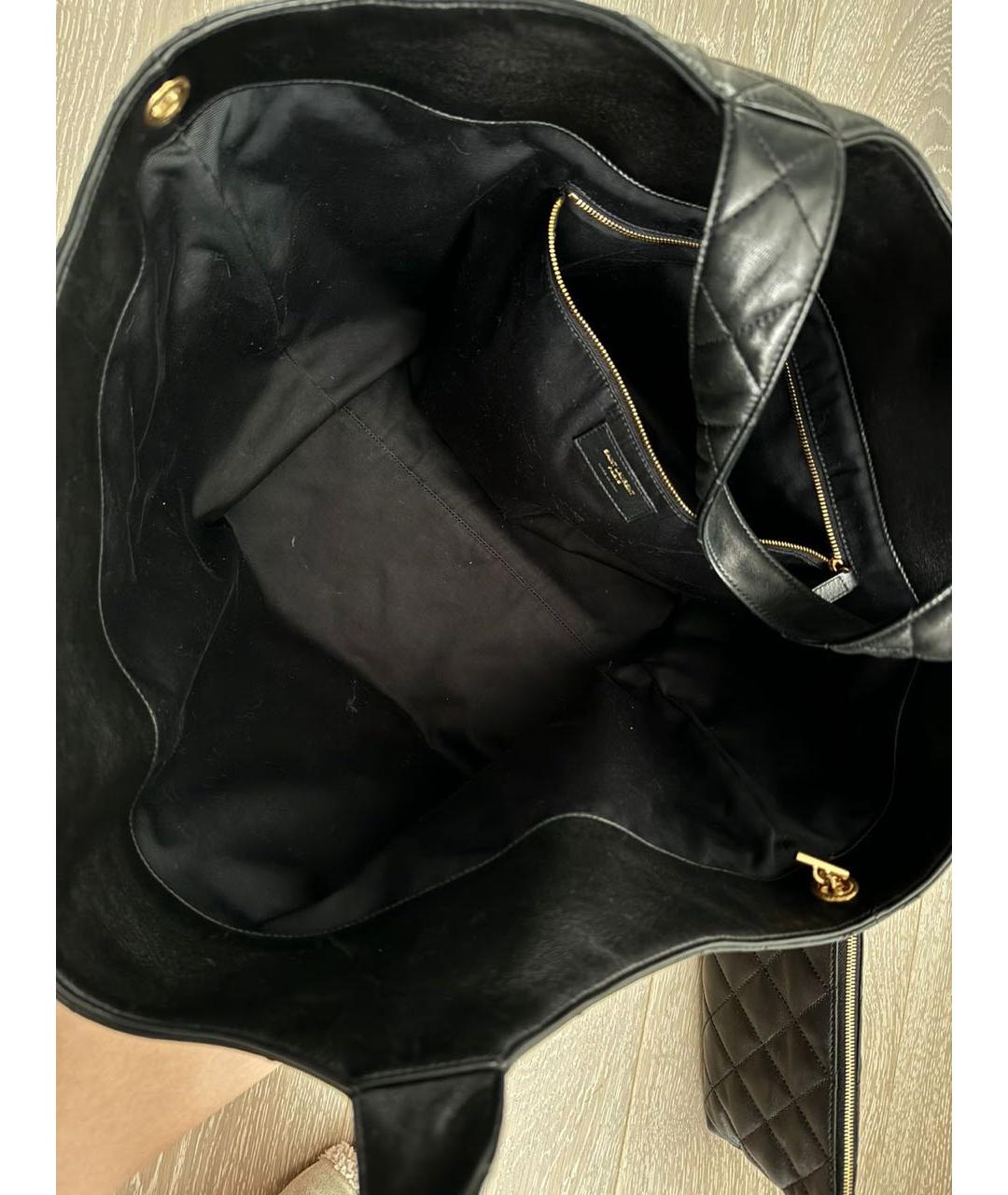SAINT LAURENT Черная кожаная сумка тоут, фото 6