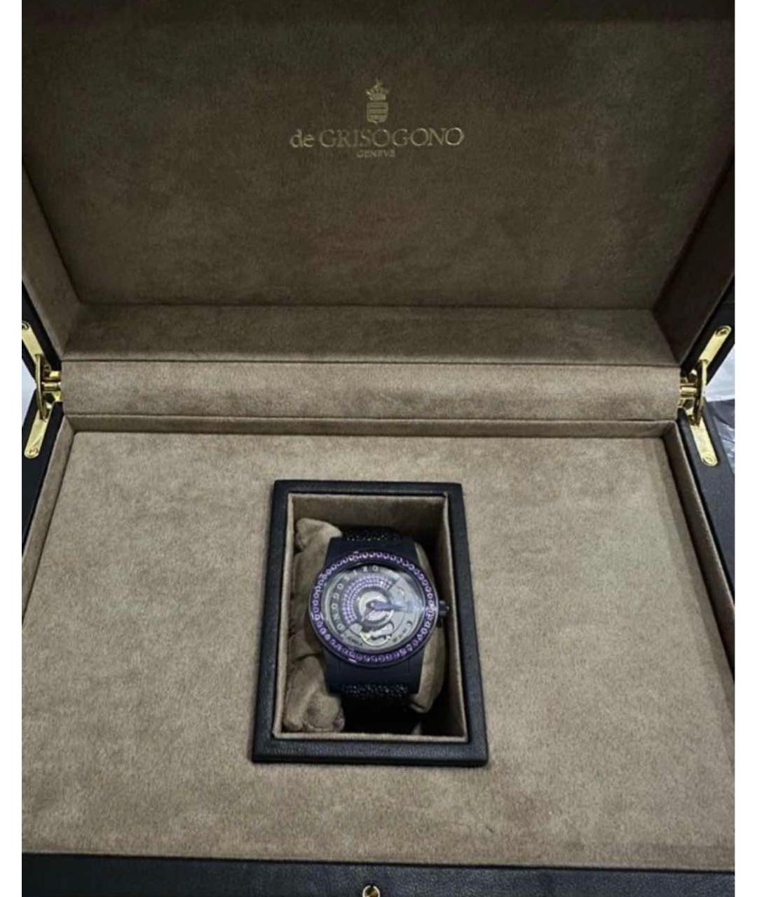 DE GRISOGONO Фиолетовые кожаные часы, фото 3