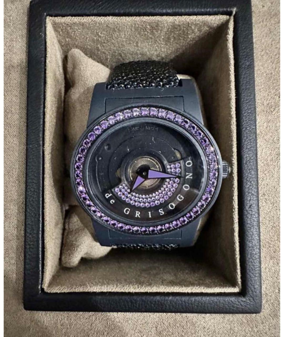 DE GRISOGONO Фиолетовые кожаные часы, фото 6