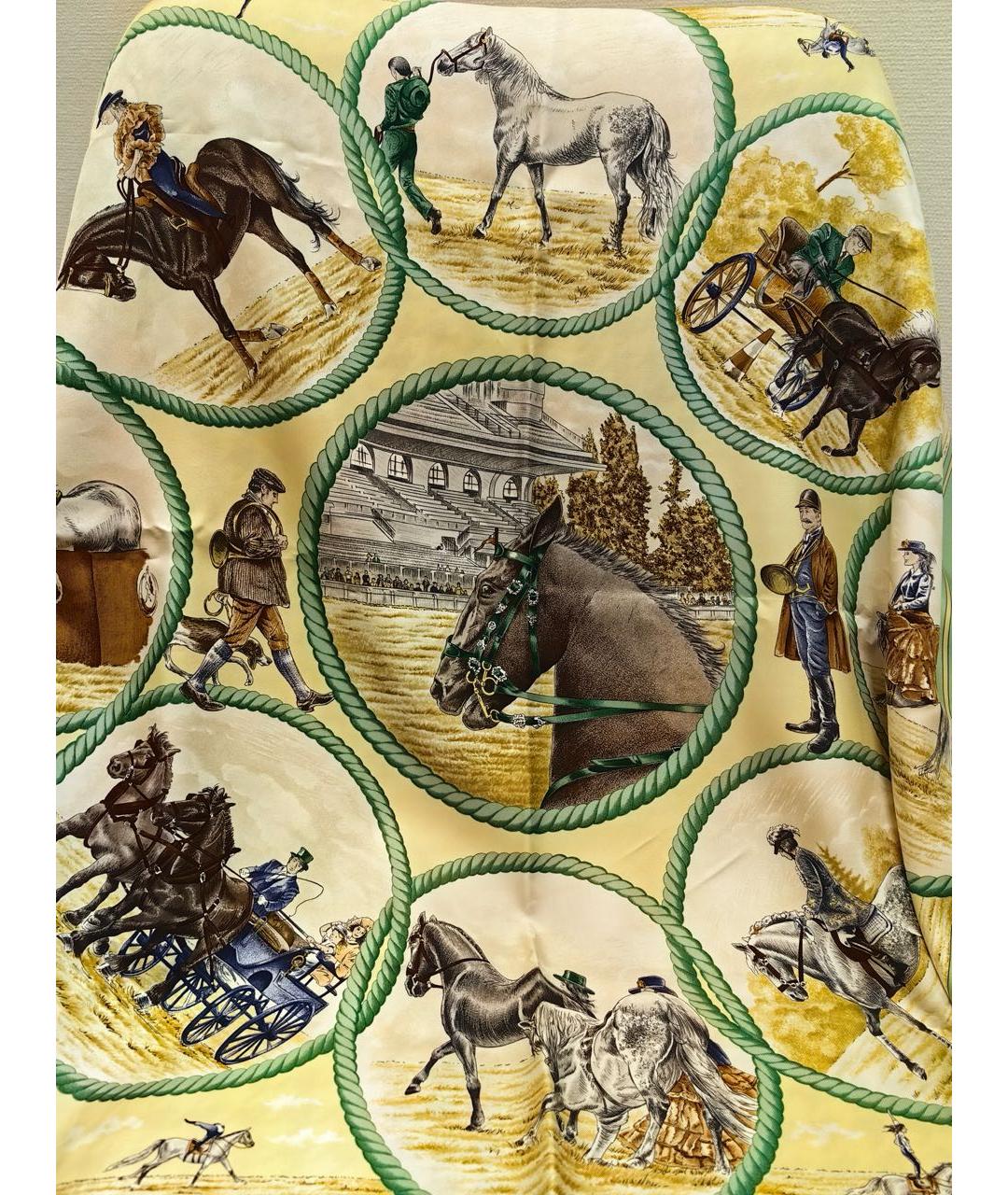 HERMES Бирюзовый шелковый платок, фото 2