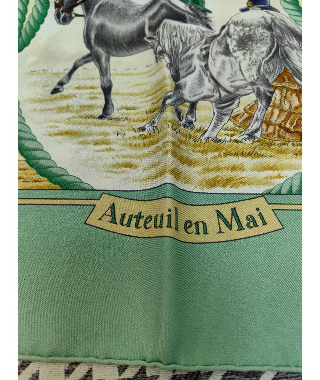 HERMES Бирюзовый шелковый платок, фото 3