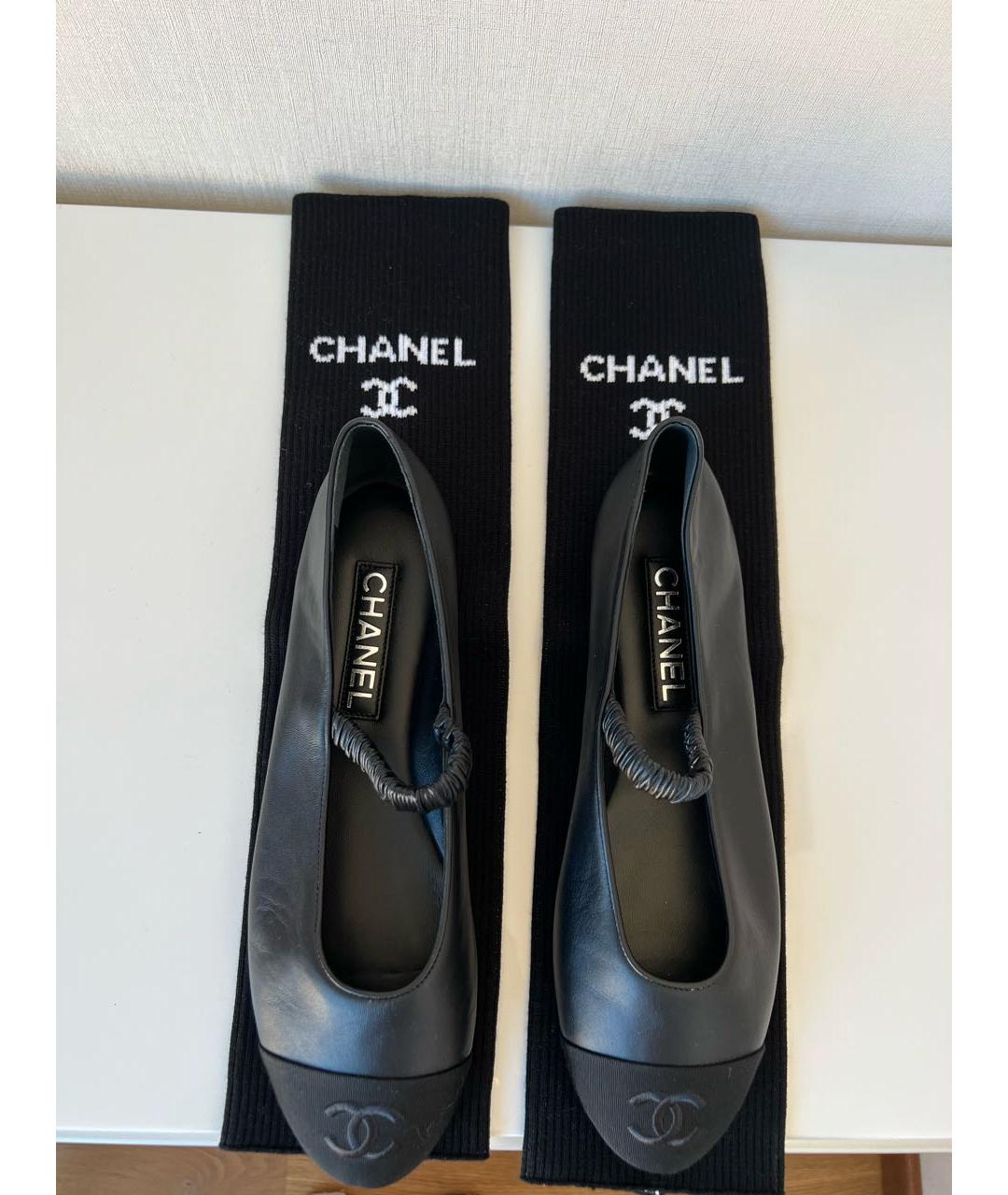 CHANEL Черные кожаные балетки, фото 4