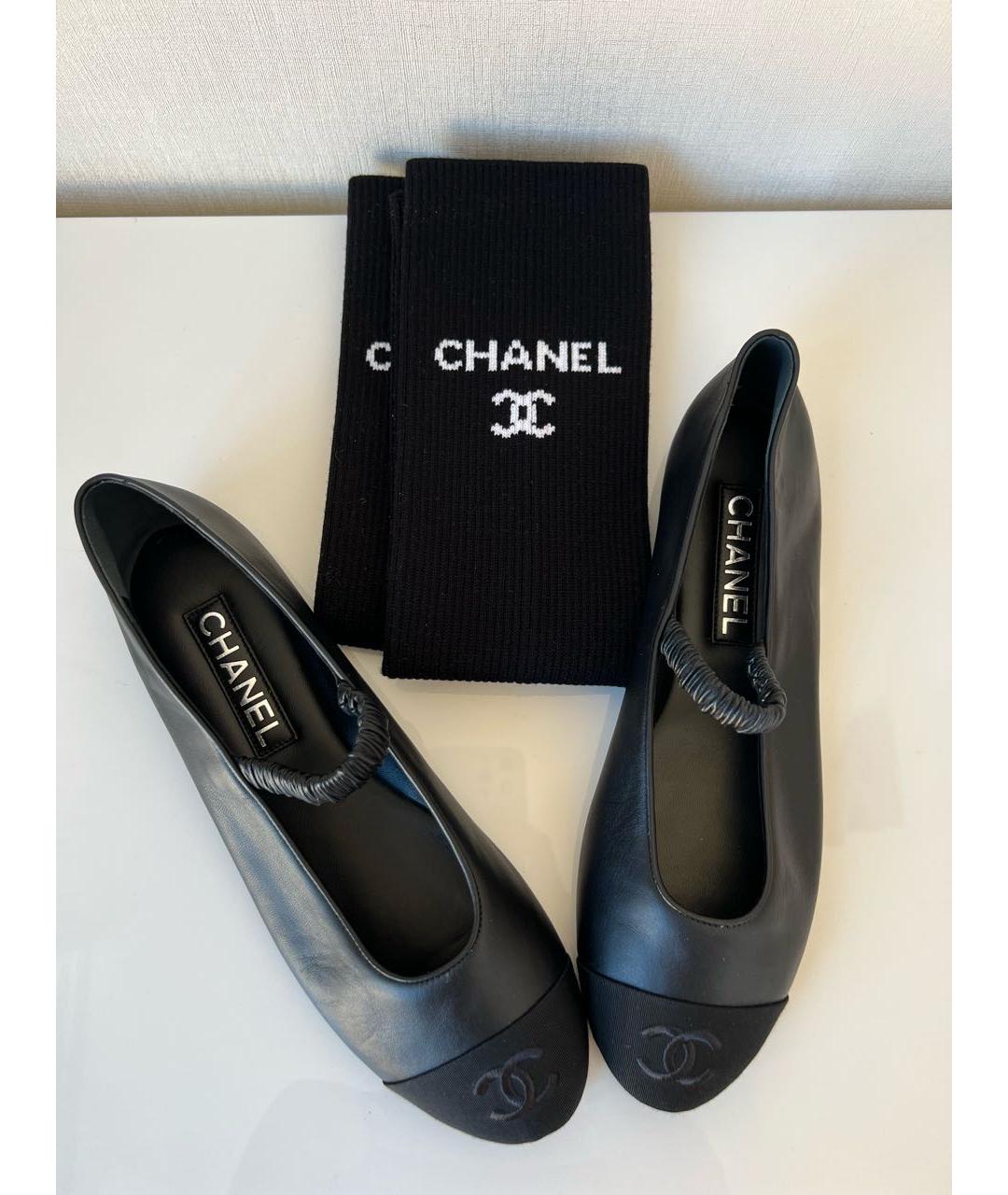 CHANEL Черные кожаные балетки, фото 3