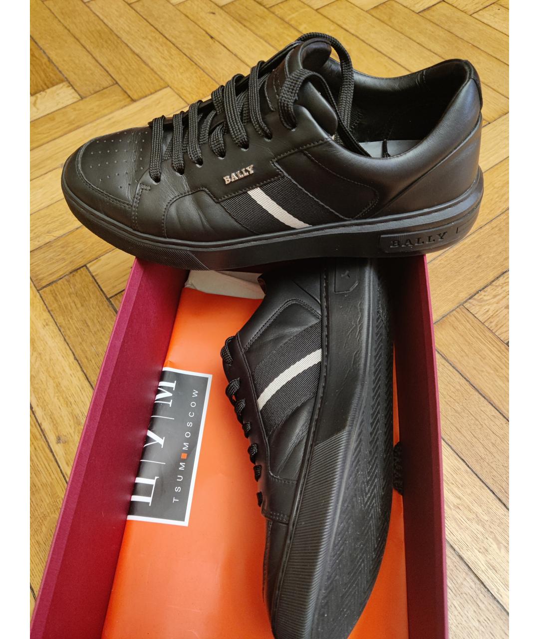 BALLY Черные кожаные низкие кроссовки / кеды, фото 3