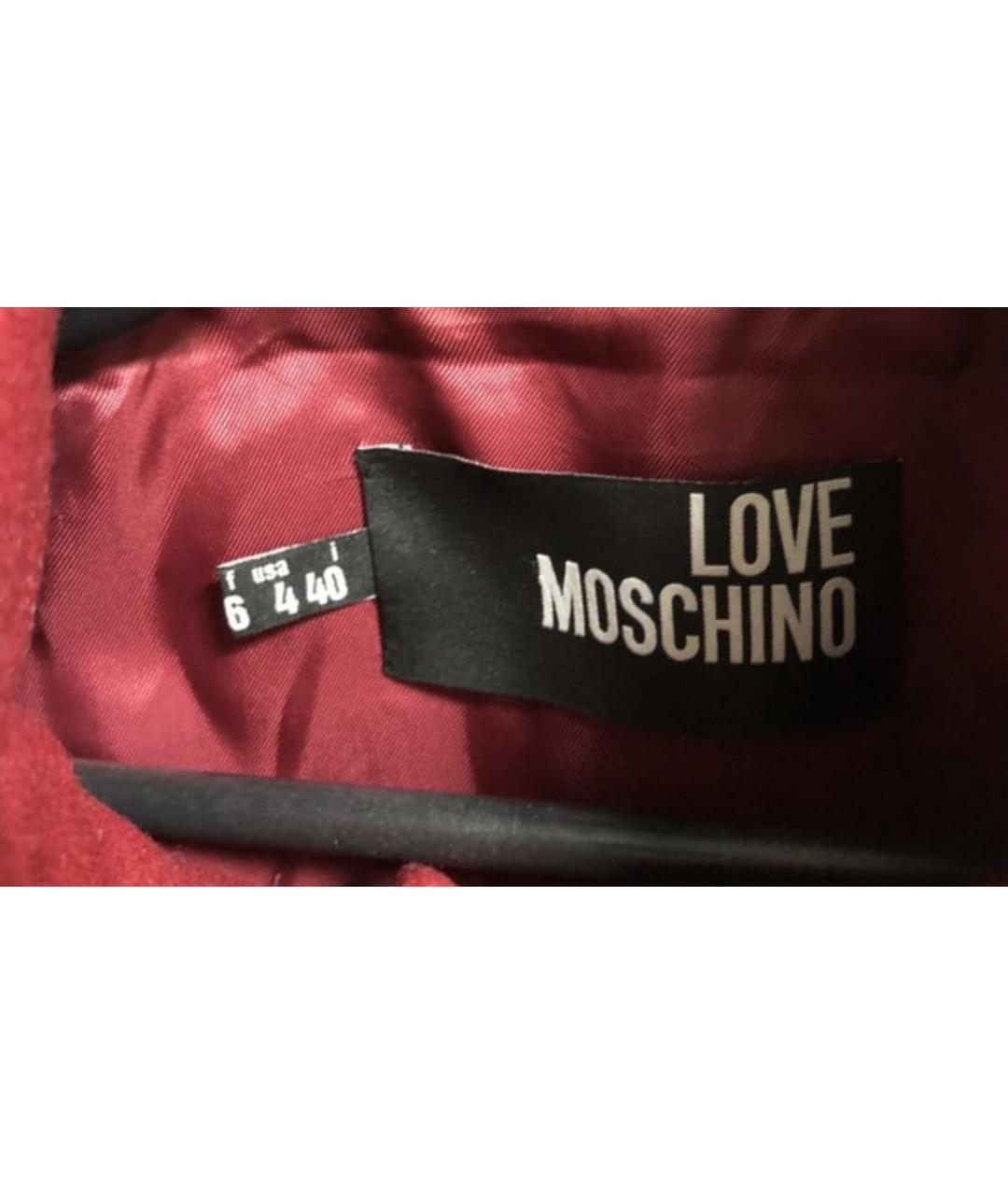 LOVE MOSCHINO Красное шерстяное пальто, фото 3