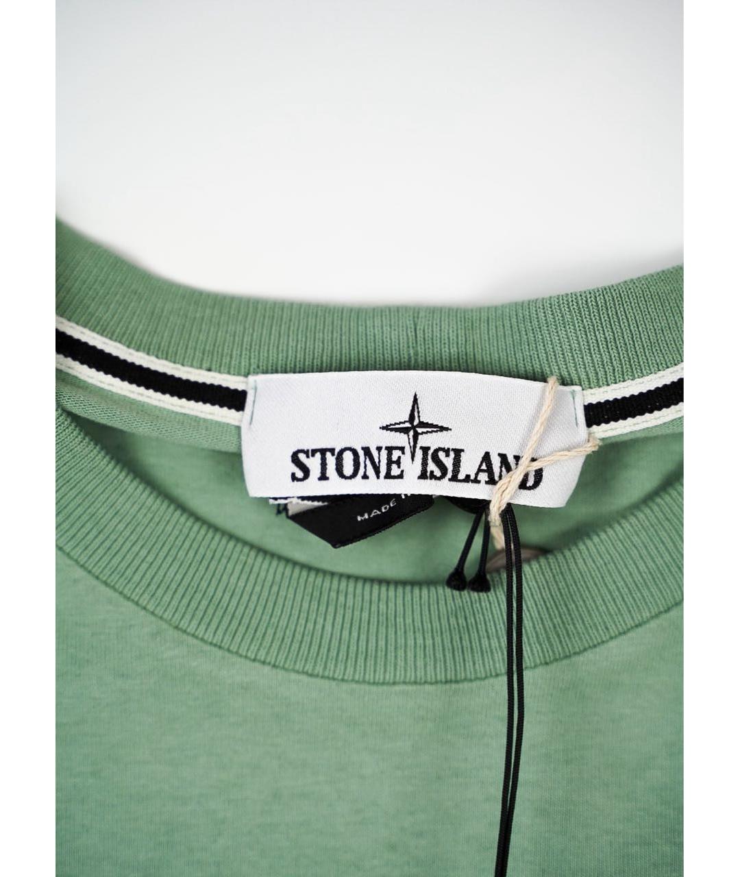 STONE ISLAND Зеленая хлопковая футболка, фото 3