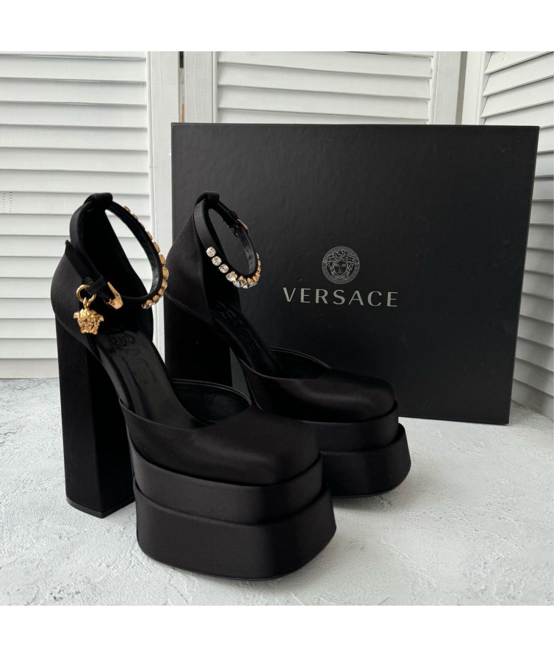 VERSACE Черные текстильные туфли, фото 9