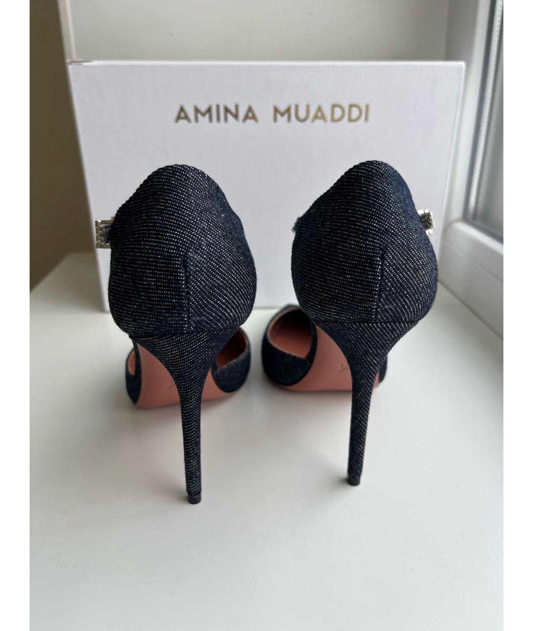Amina Muaddi Темно-синие туфли, фото 4