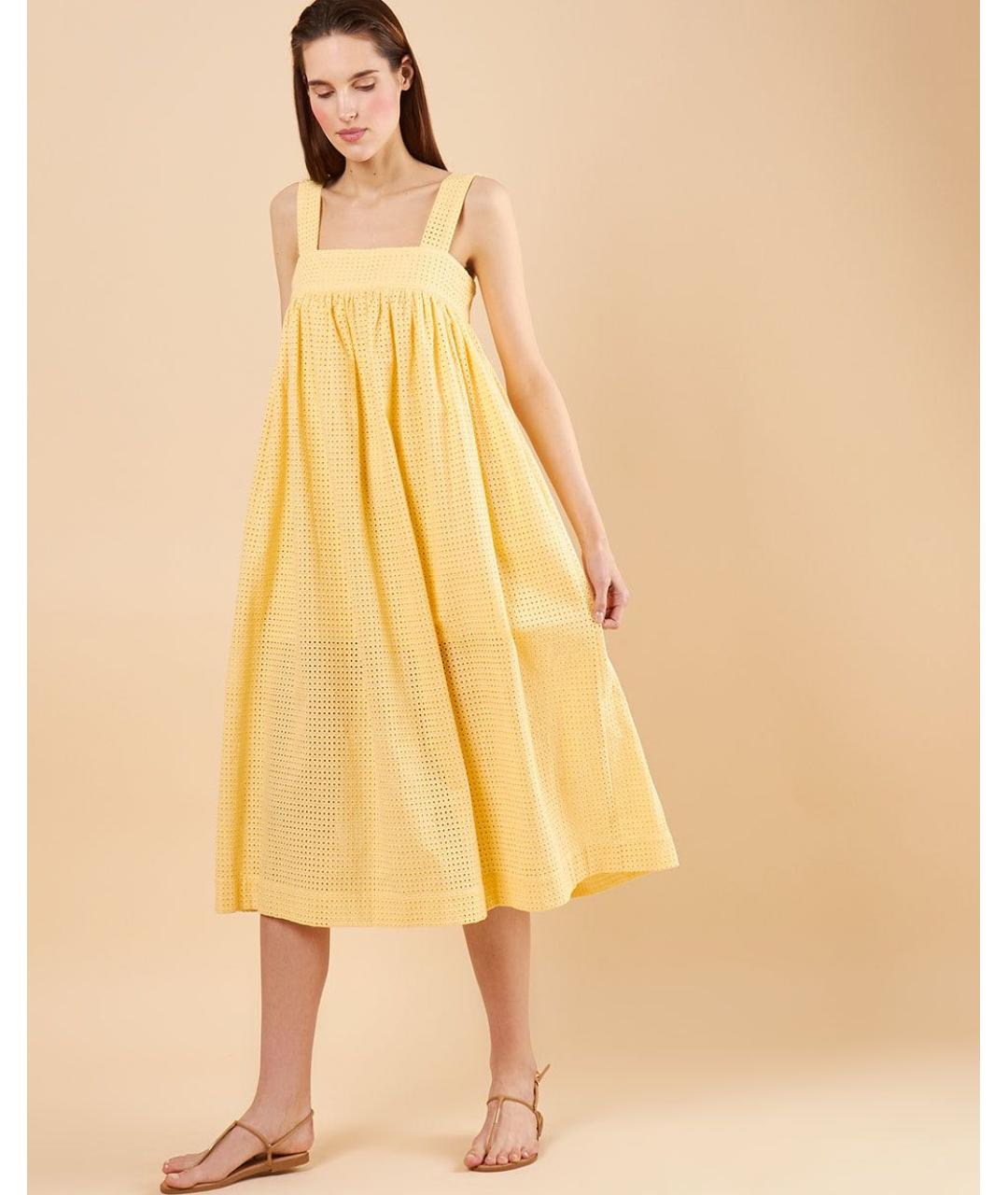 12 STOREEZ Желтый хлопко-эластановый сарафан, фото 3