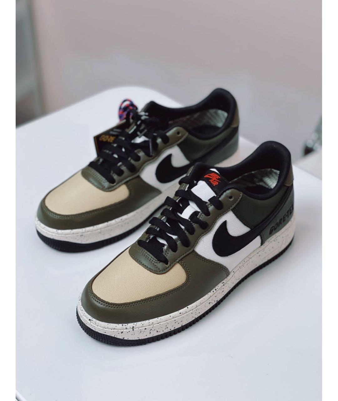NIKE Хаки кожаные низкие кроссовки / кеды, фото 2