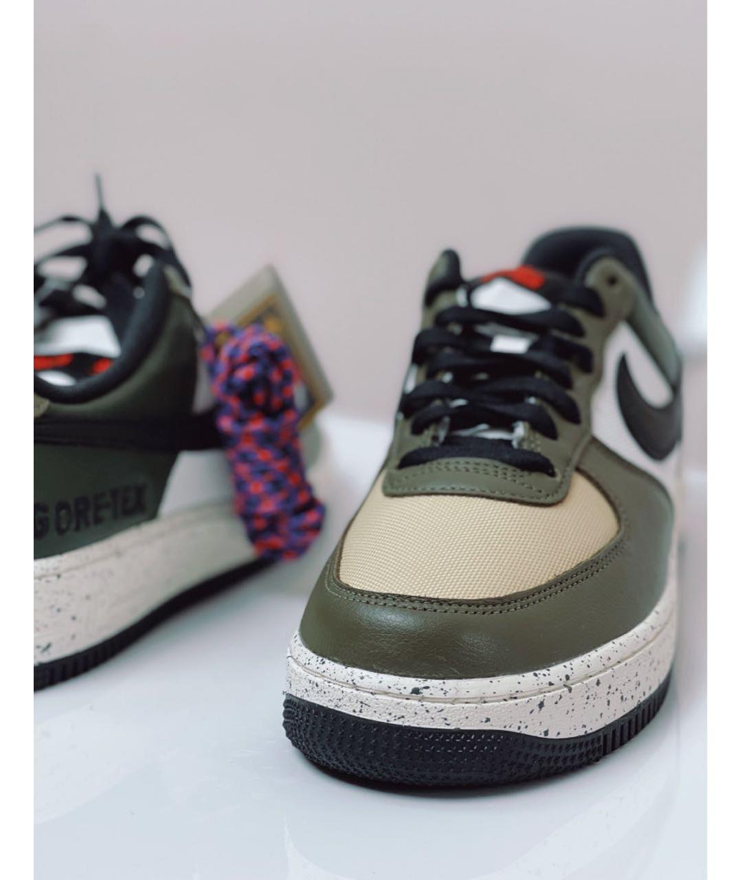 NIKE Хаки кожаные низкие кроссовки / кеды, фото 4