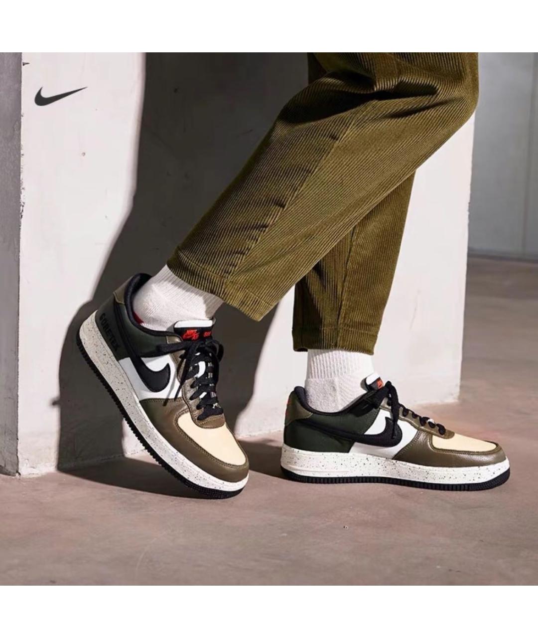 NIKE Хаки кожаные низкие кроссовки / кеды, фото 7
