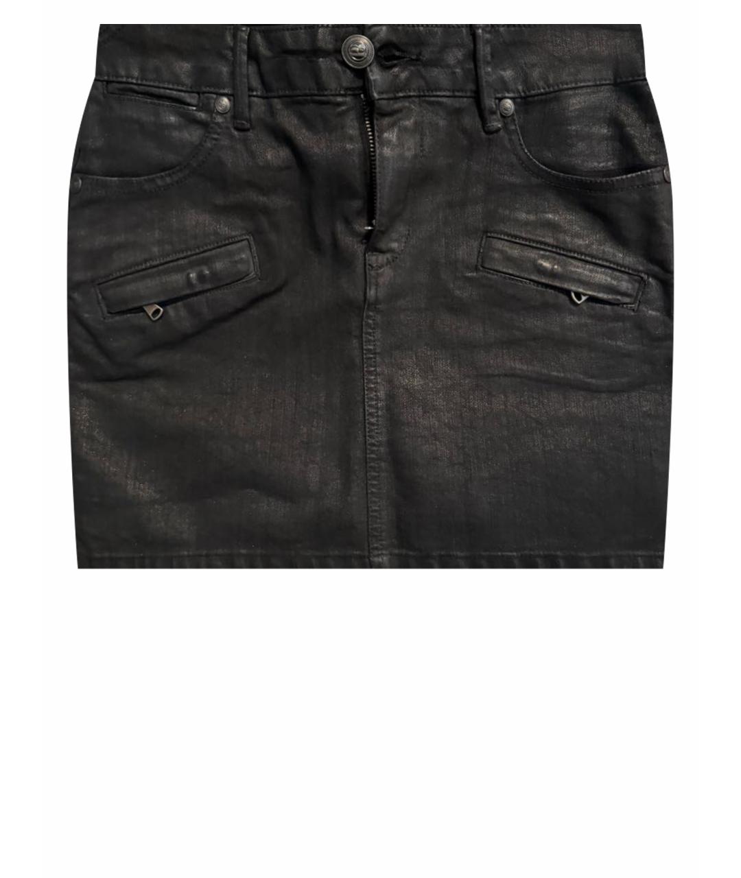 PIERRE BALMAIN Черная хлопко-эластановая юбка мини, фото 1