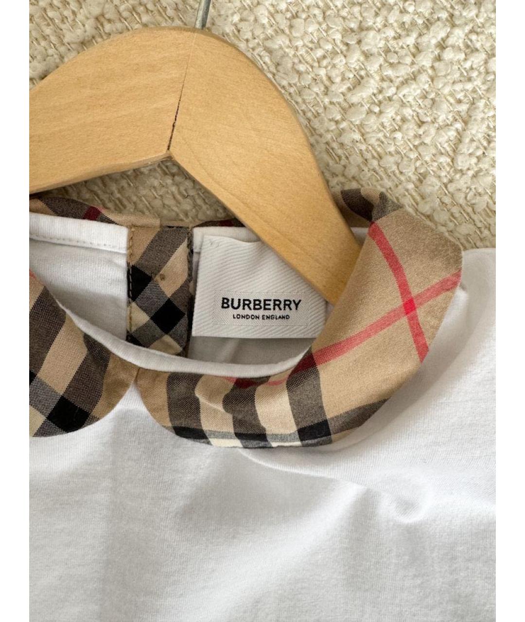 BURBERRY Белая хлопковая блузка для девочек, фото 3