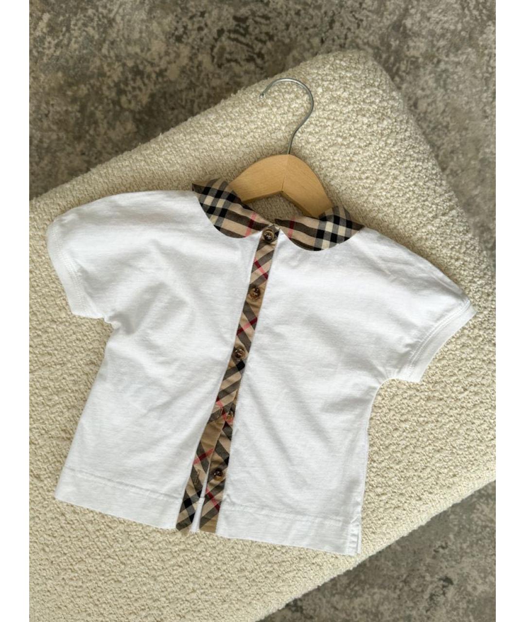 BURBERRY Белая хлопковая блузка для девочек, фото 2