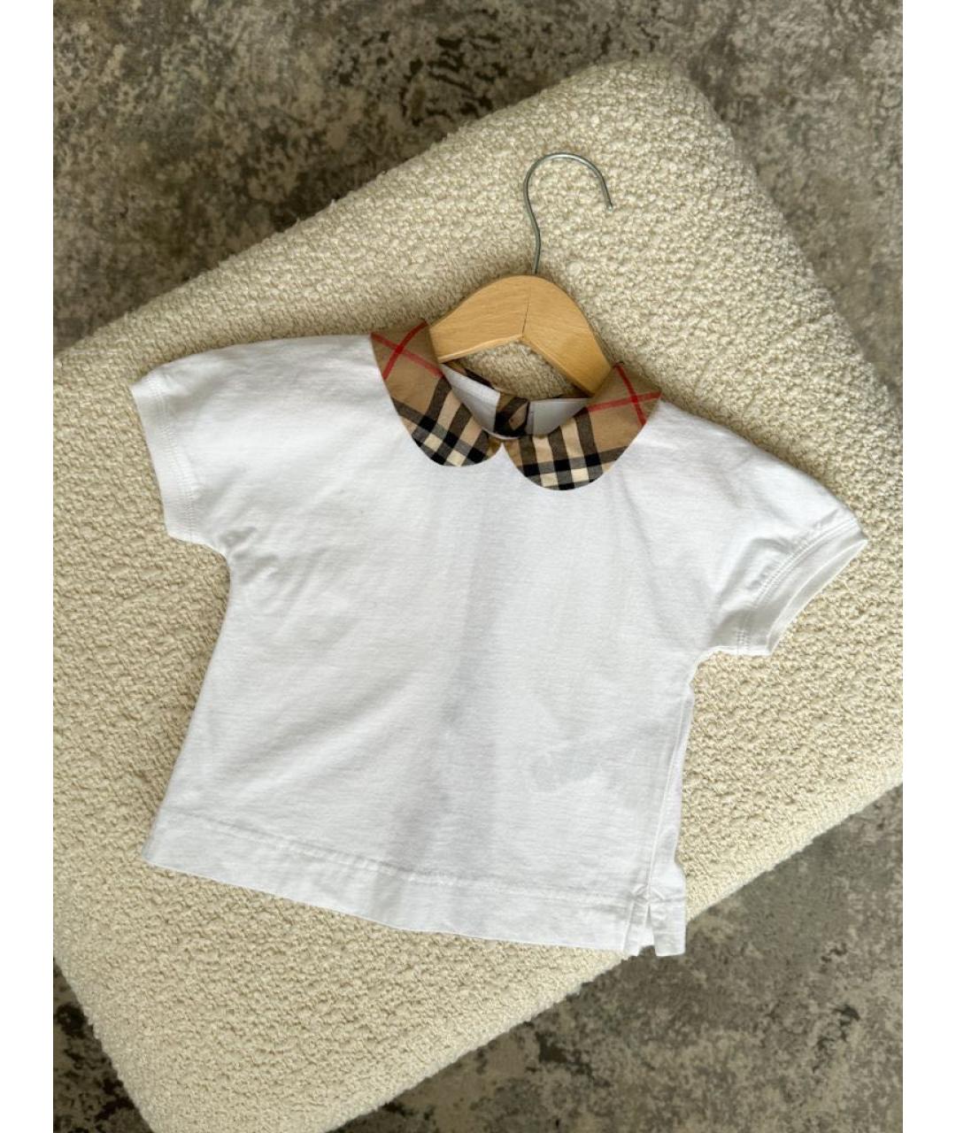 BURBERRY Белая хлопковая блузка для девочек, фото 7