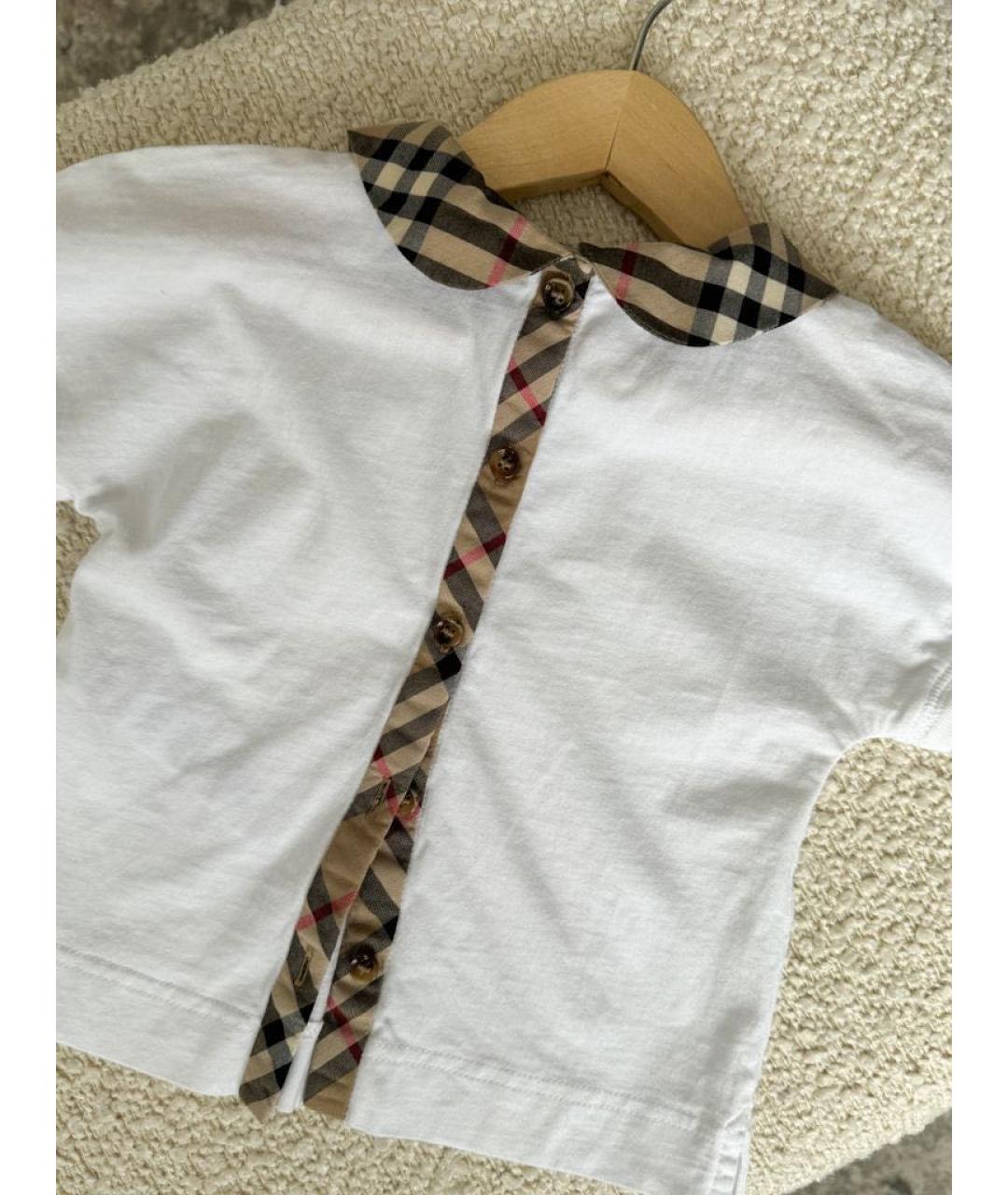 BURBERRY Белая хлопковая блузка для девочек, фото 4