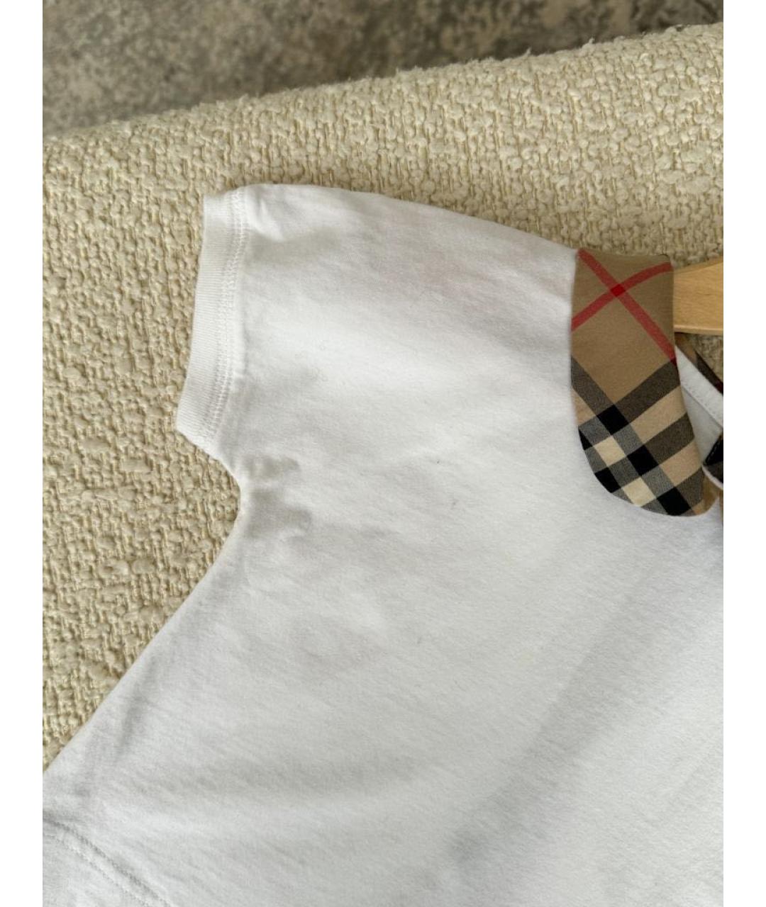 BURBERRY Белая хлопковая блузка для девочек, фото 5