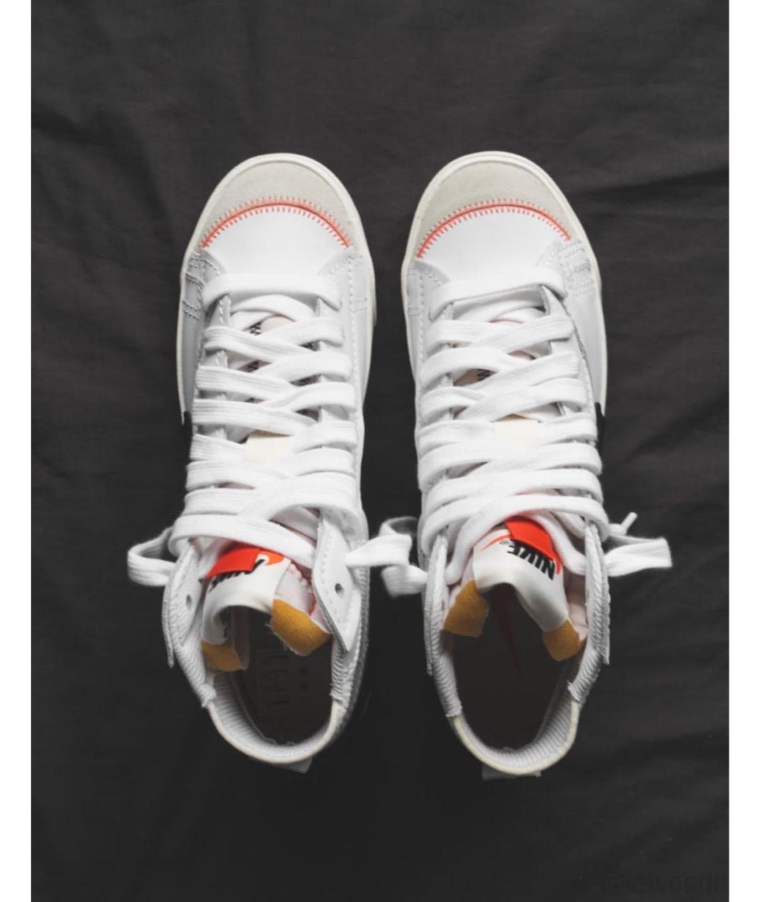 NIKE Белые кожаные высокие кроссовки / кеды, фото 3