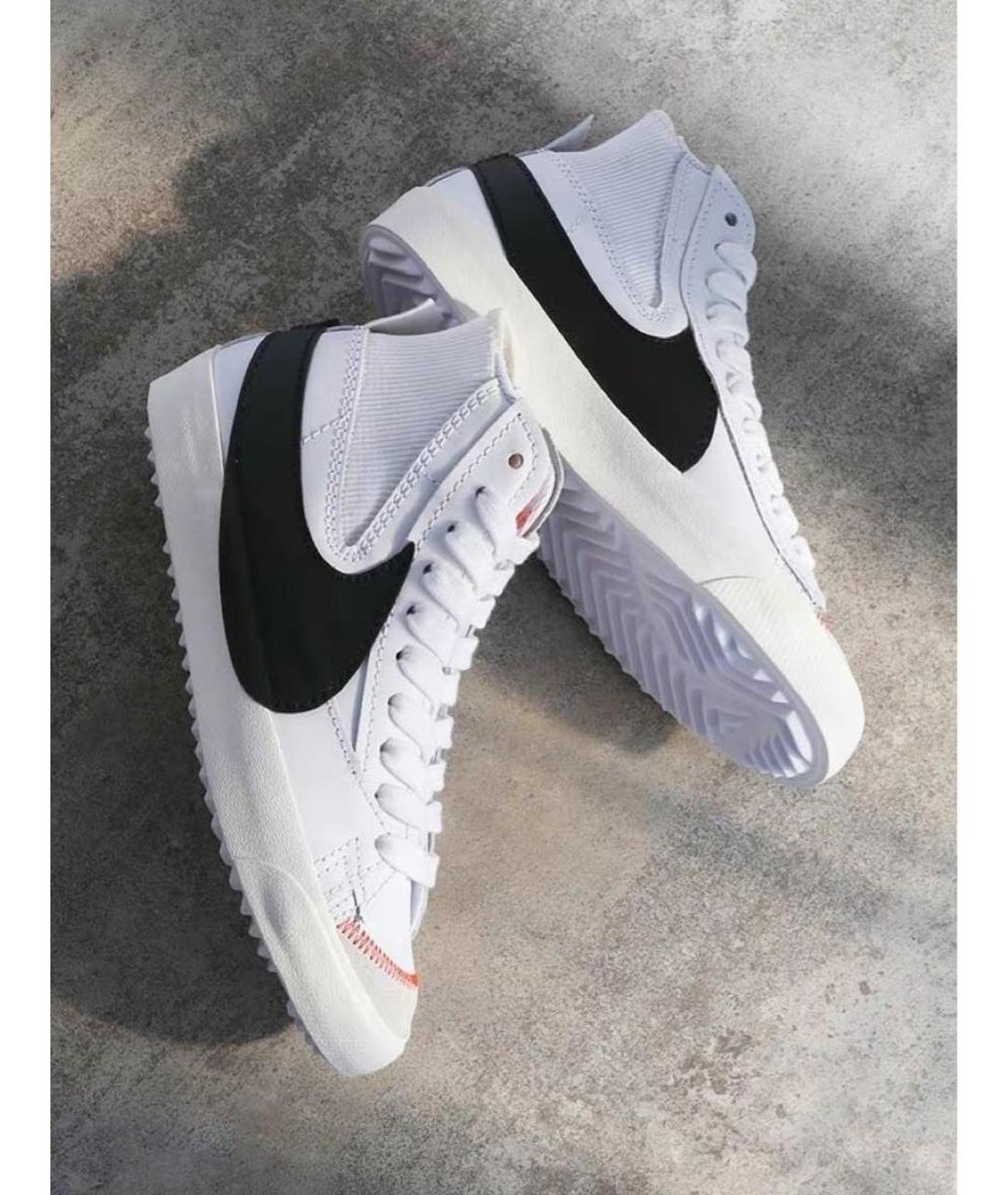 NIKE Белые кожаные высокие кроссовки / кеды, фото 7
