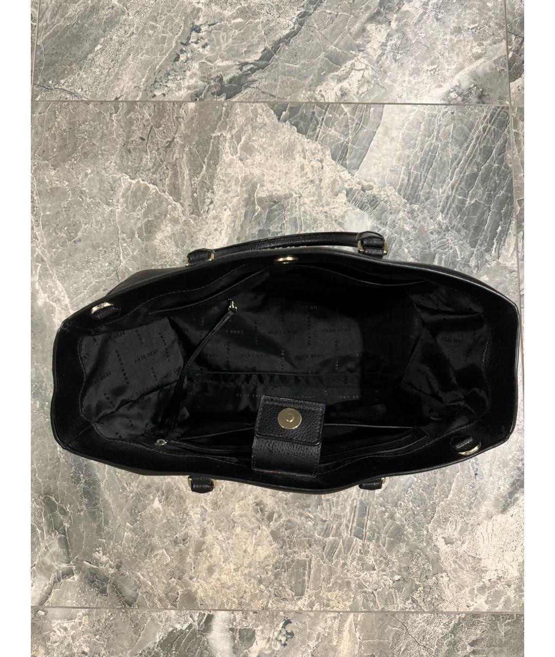 DKNY Черная кожаная сумка с короткими ручками, фото 9