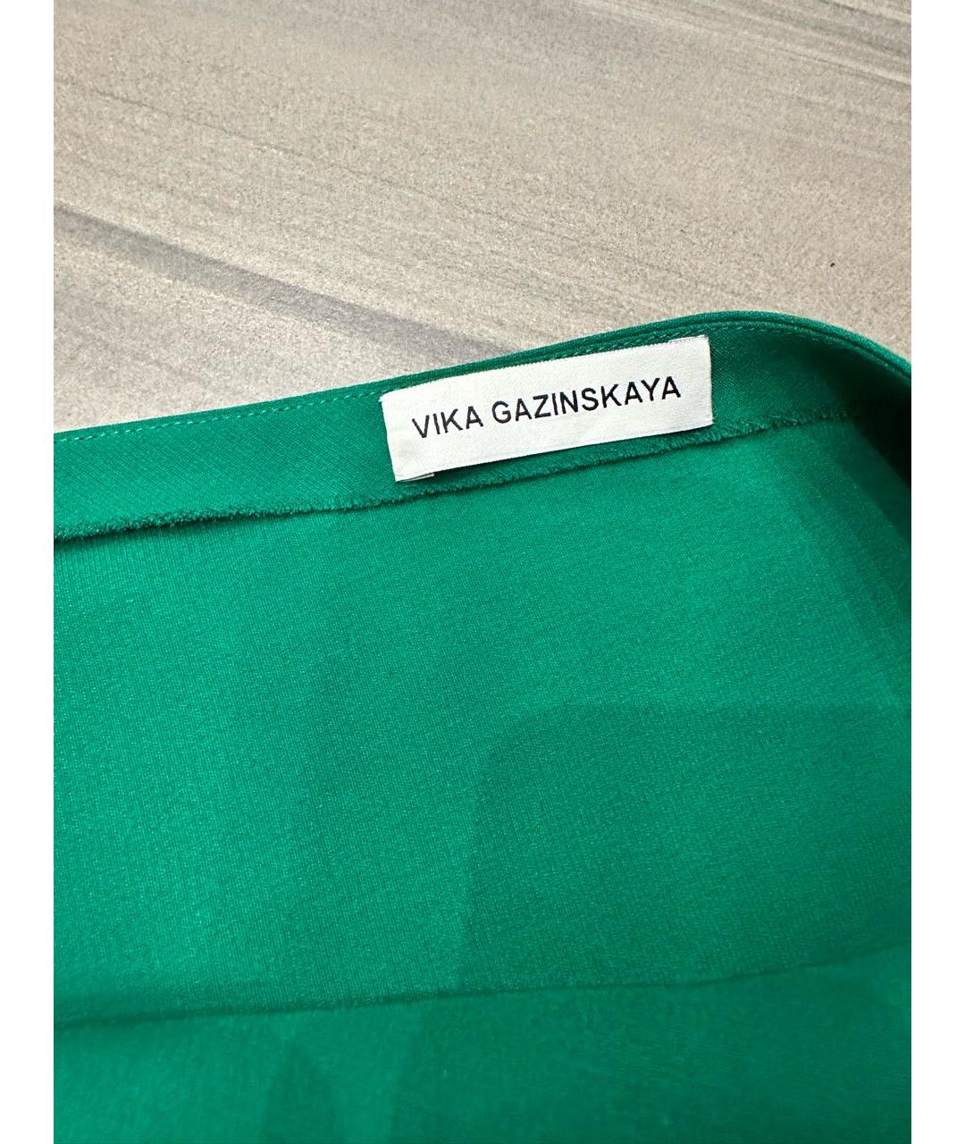 VIKA GAZINSKAYA Зеленые шелковое коктейльное платье, фото 2