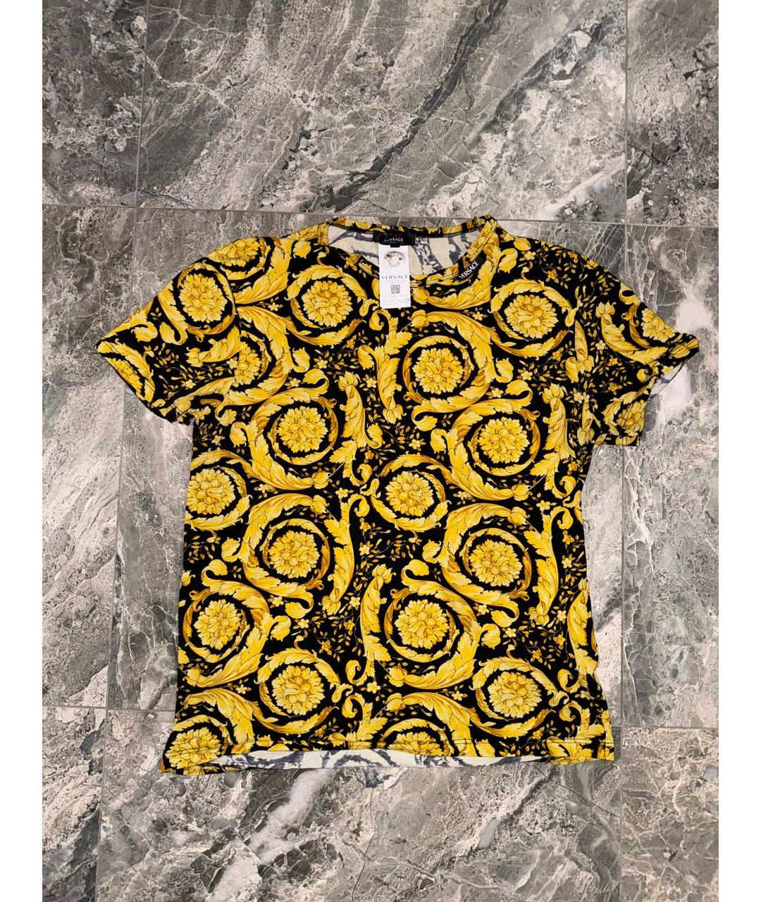 VERSACE Желтая хлопковая футболка, фото 6