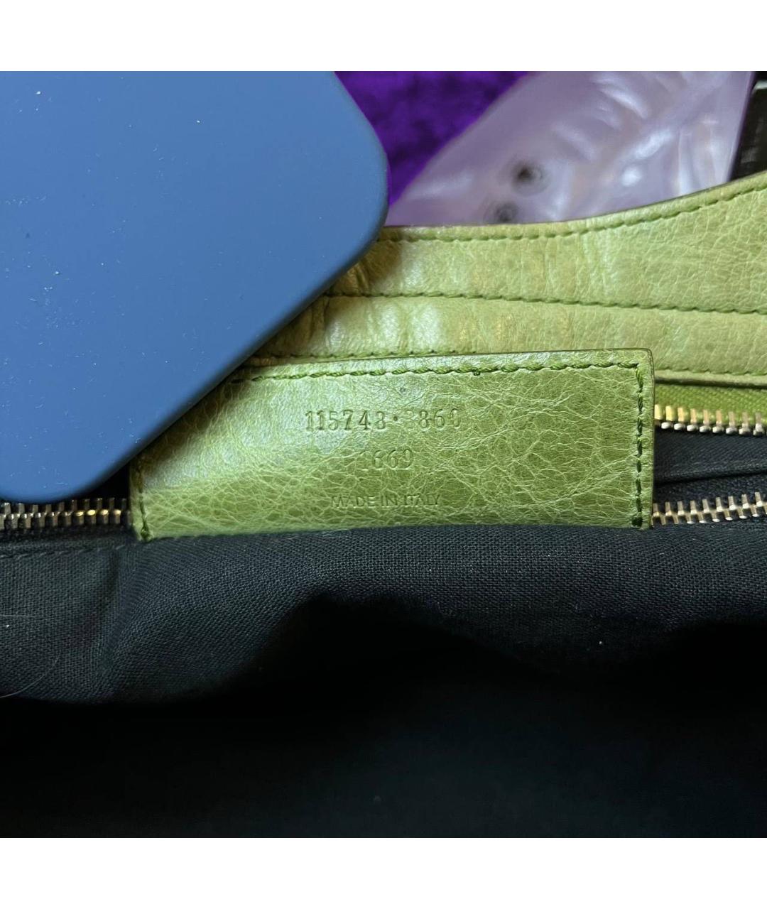 BALENCIAGA Салатовая кожаная сумка с короткими ручками, фото 5