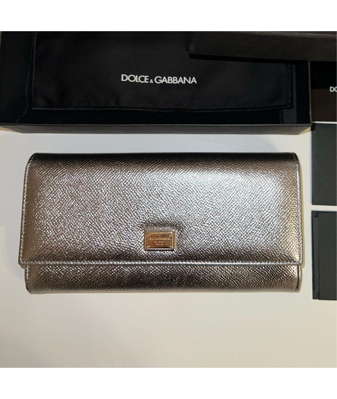 DOLCE&GABBANA Серебрянный кожаный кошелек, фото 2