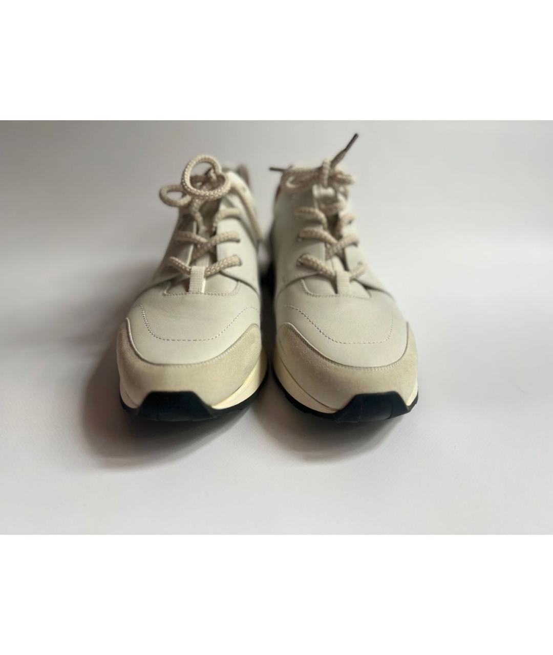 HERMES PRE-OWNED Белые кожаные низкие кроссовки / кеды, фото 2