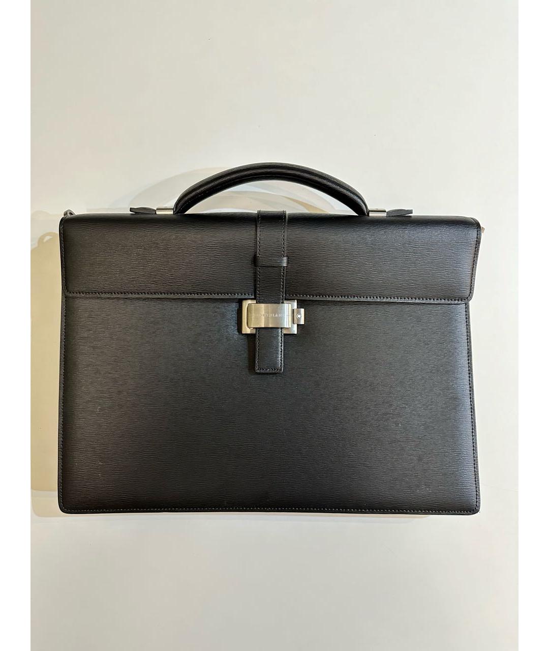 MONTBLANC Черный кожаный портфель, фото 9