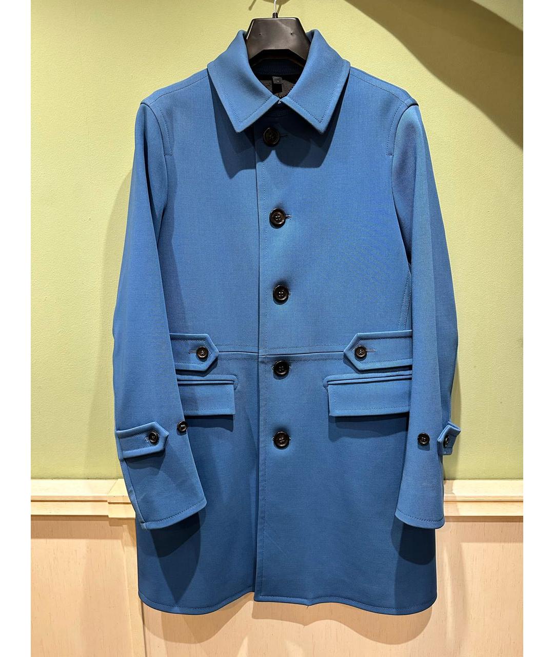 BURBERRY Синее шерстяное пальто, фото 8