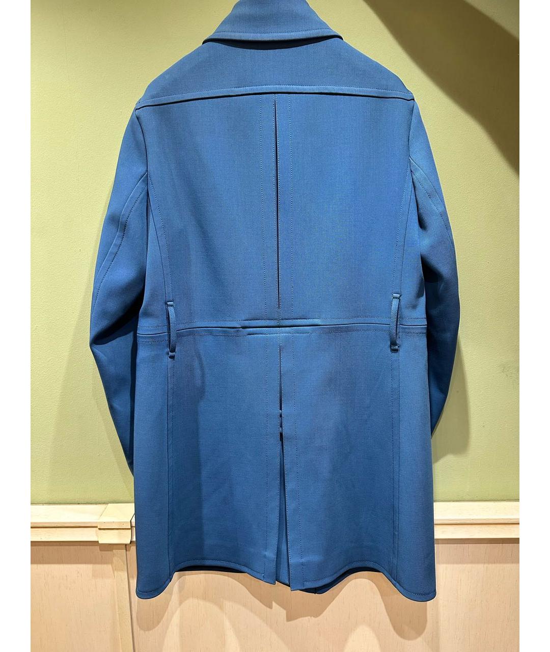 BURBERRY Синее шерстяное пальто, фото 2