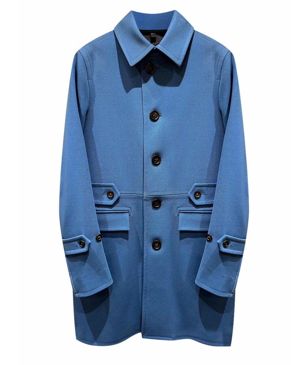 BURBERRY Синее шерстяное пальто, фото 1