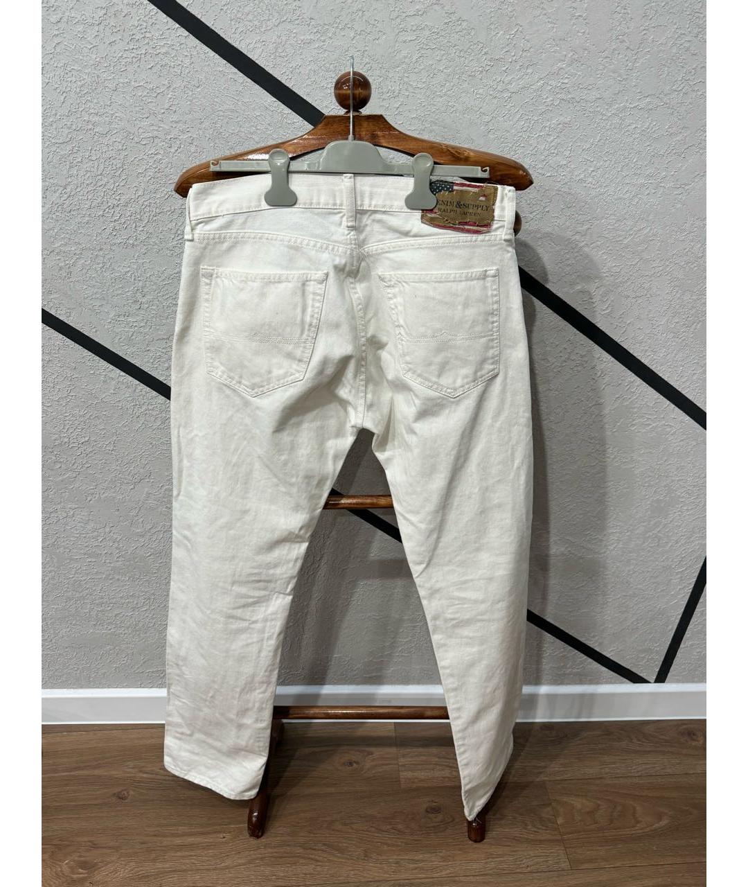 RALPH LAUREN DENIM & SUPPLY Белые хлопковые прямые джинсы, фото 4