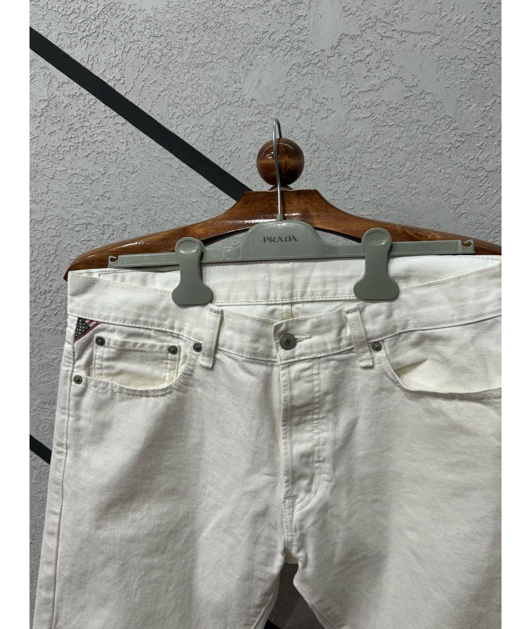 RALPH LAUREN DENIM & SUPPLY Белые хлопковые прямые джинсы, фото 2