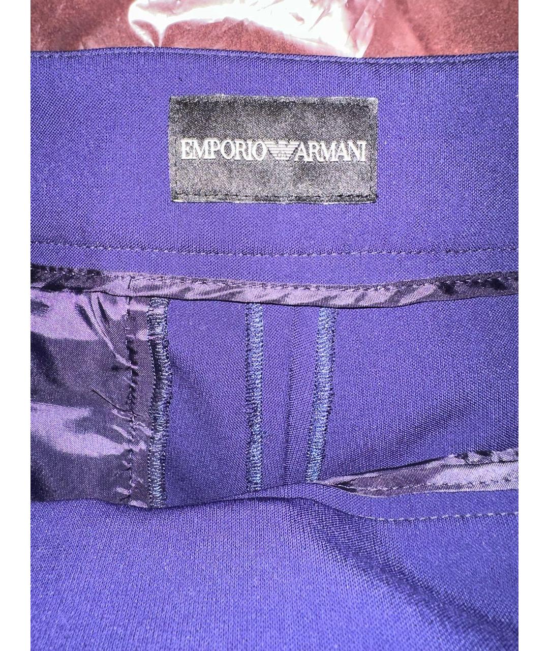 EMPORIO ARMANI Фиолетовые креповые прямые брюки, фото 3