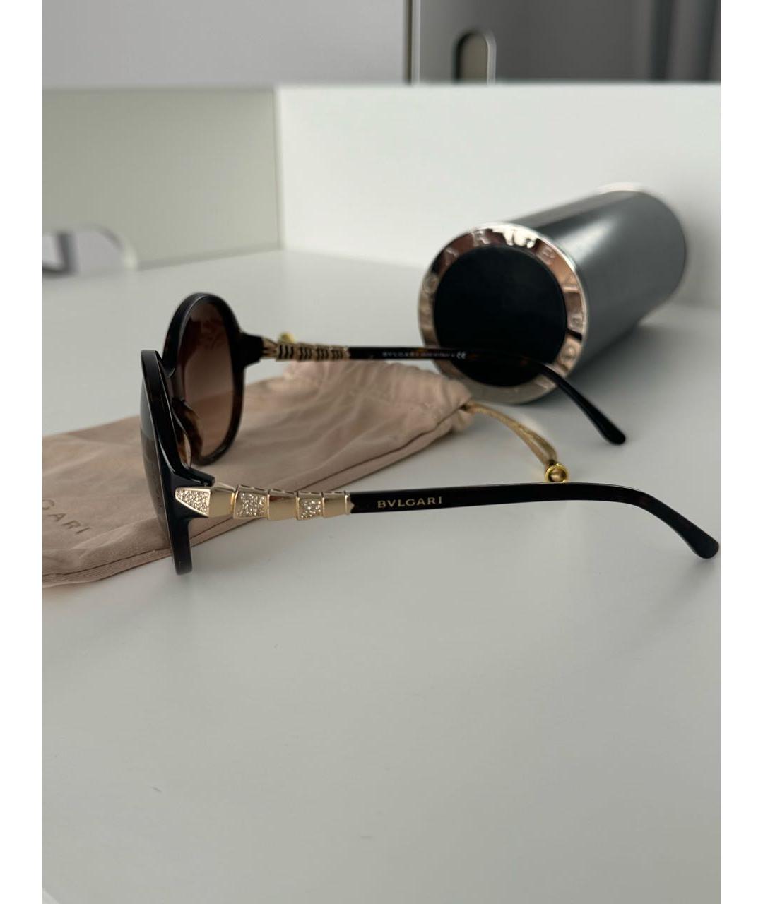 BVLGARI Коричневые пластиковые солнцезащитные очки, фото 2