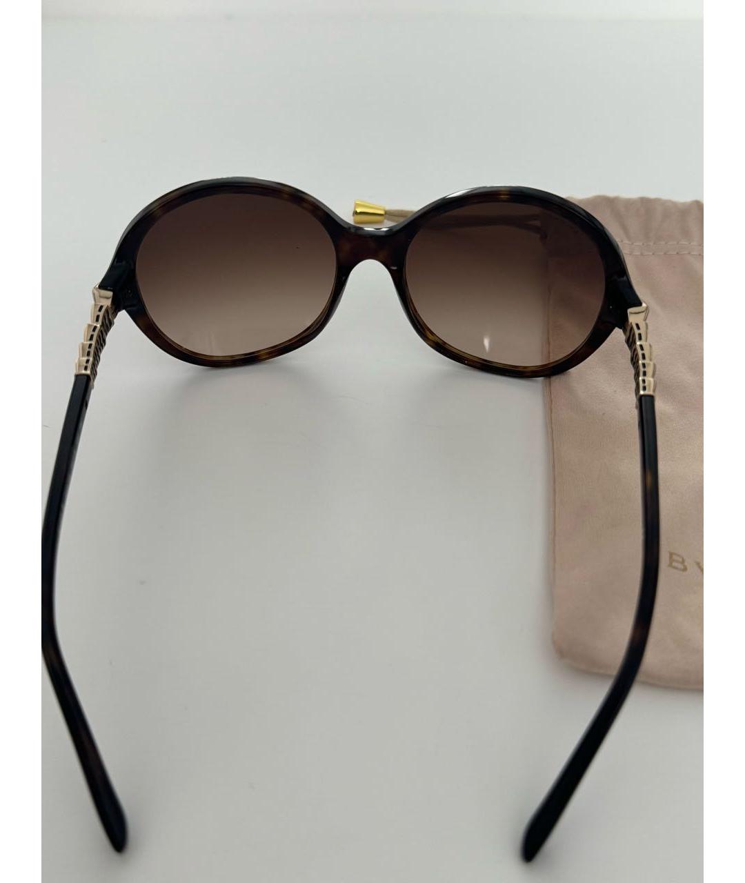 BVLGARI Коричневые пластиковые солнцезащитные очки, фото 3